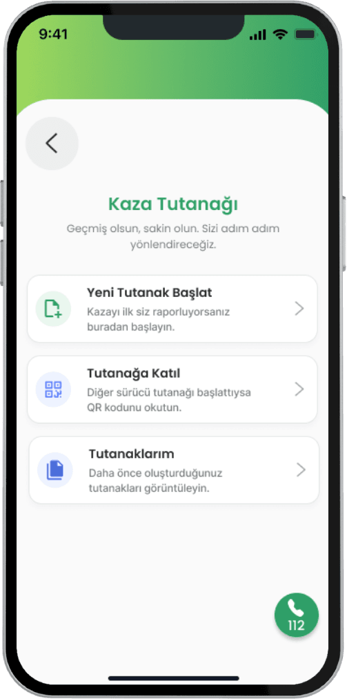 Tutanak başlangıcı ve Bireysel veya Paylaşımlı tutanak seçimi