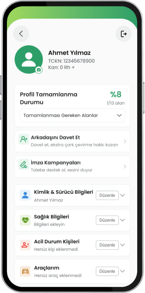 Profil tamamlama, Tutanaklarım ve tutanak detayı ekranları